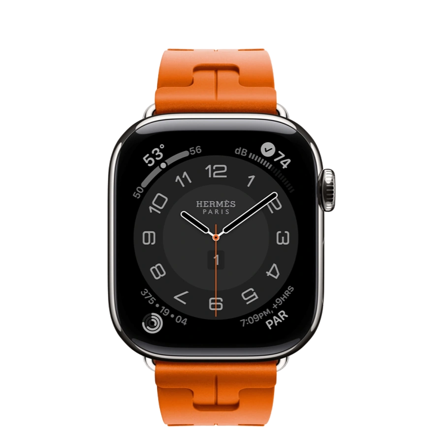 Apple Watch Hermès Series 11 GPS + Cellular 42mm Silver Titanium Case with Orange Kilim Single Tour (MF9P4+MXJJ3)