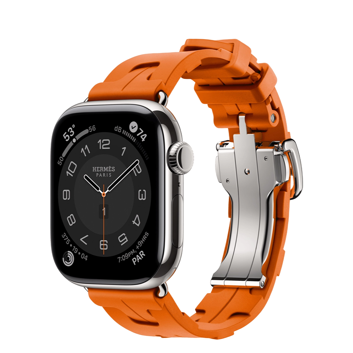 Apple Watch Hermès Series 11 GPS + Cellular 42mm Silver Titanium Case with Orange Kilim Single Tour (MF9P4+MXJJ3)