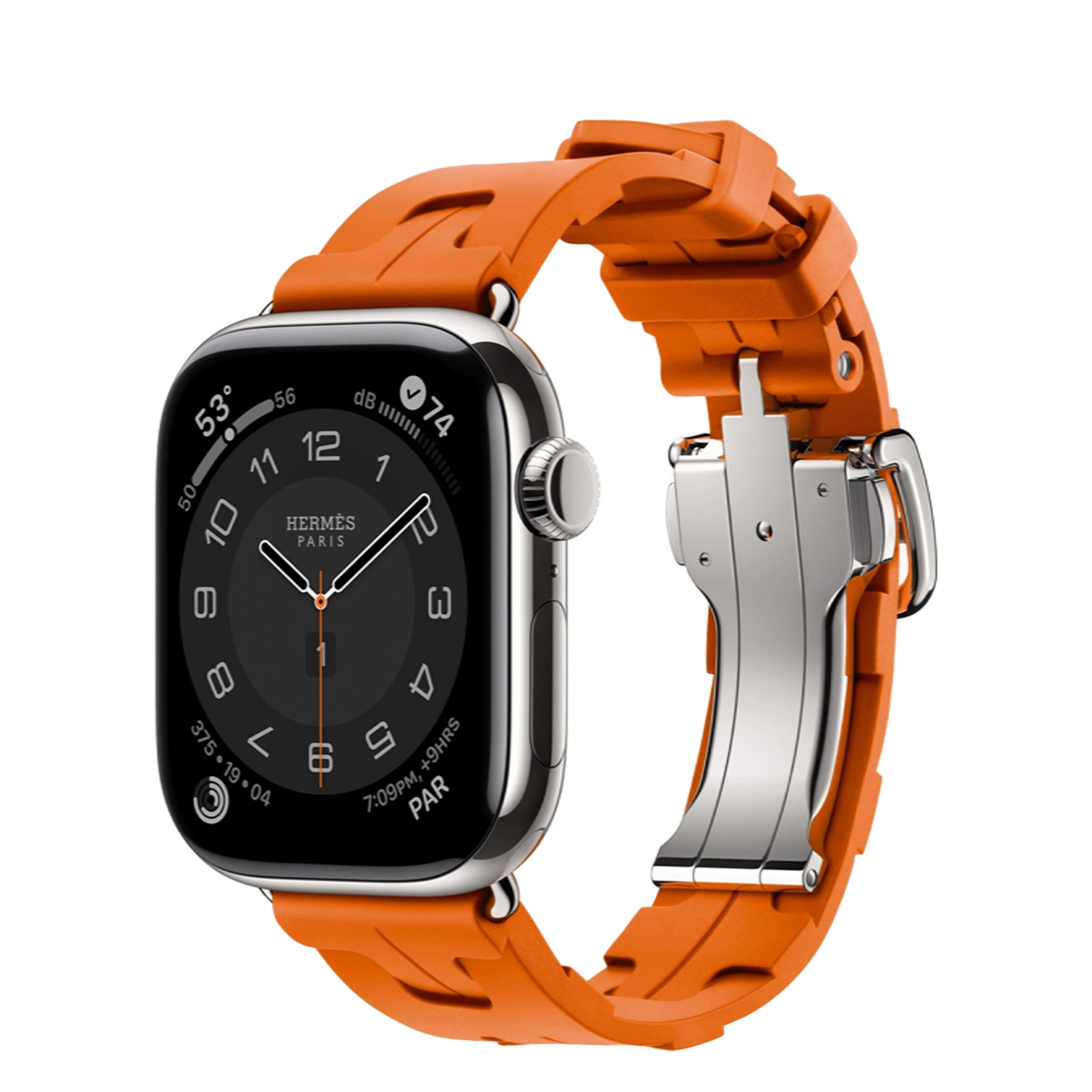 Apple Watch Hermès Series 11 GPS + Cellular 42mm Silver Titanium Case with Orange Kilim Single Tour (MF9P4+MXJJ3)