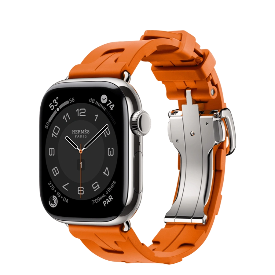 Apple Watch Hermès Series 11 GPS + Cellular 42mm Silver Titanium Case with Orange Kilim Single Tour (MF9P4+MXJJ3)