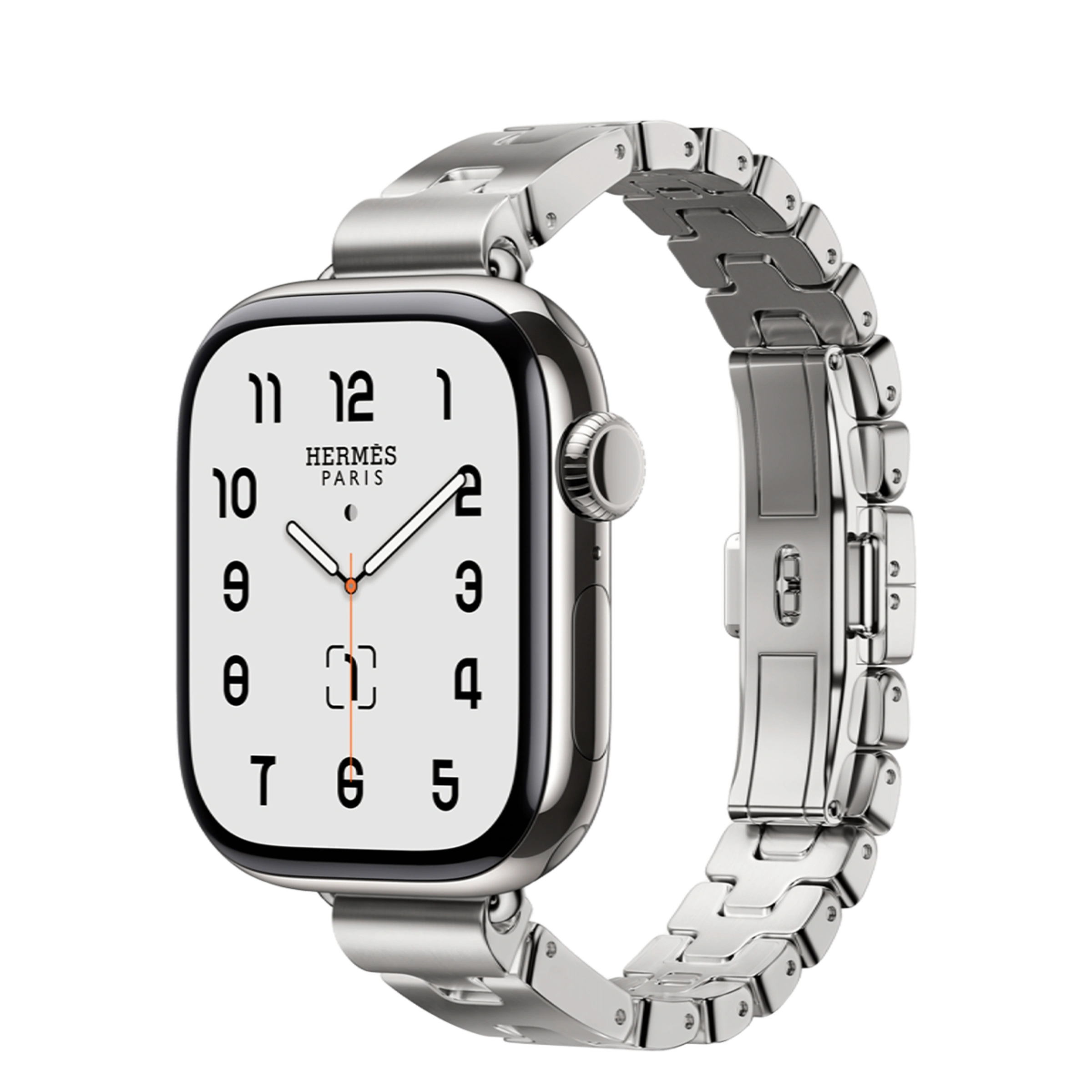 Apple Watch Hermès Series 11 GPS + Cellular 42mm Silver Titanium Case with Satiné Grand H Fin - Small (MF9P4+MGLT4)