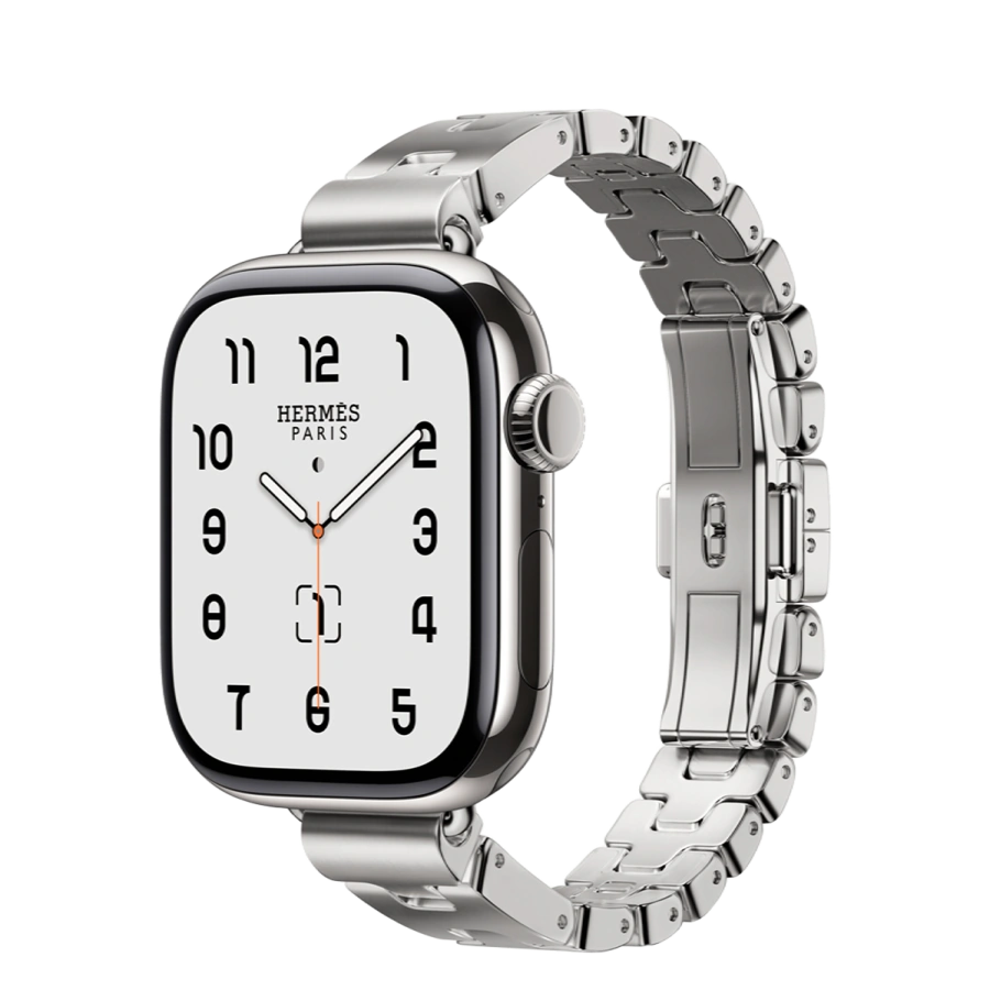 Apple Watch Hermès Series 11 GPS + Cellular 42mm Silver Titanium Case with Satiné Grand H Fin - Medium (MF9P4+MGLU4)