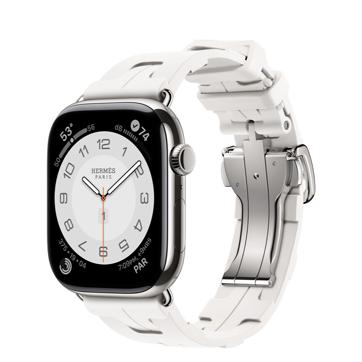 Apple Watch Hermès Series 11 GPS + Cellular 46mm Silver Titanium Case with Blanc Kilim Single Tour (MFC64+MDWC4)
