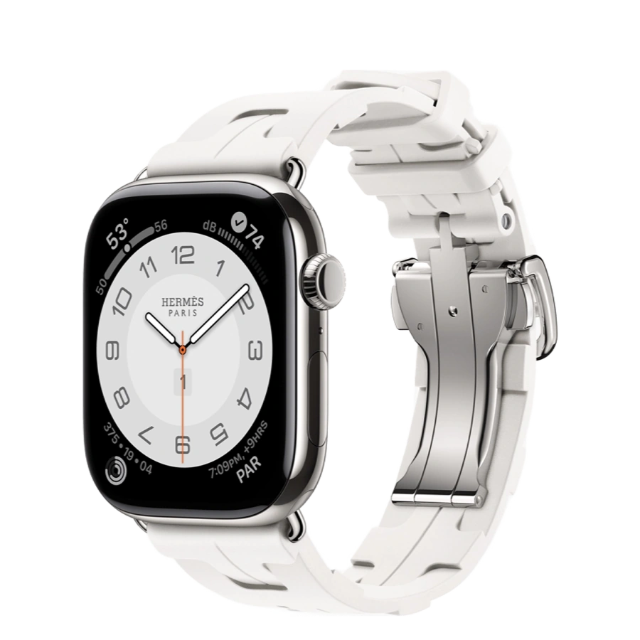 Apple Watch Hermès Series 11 GPS + Cellular 46mm Silver Titanium Case with Blanc Kilim Single Tour (MFC64+MDWC4)