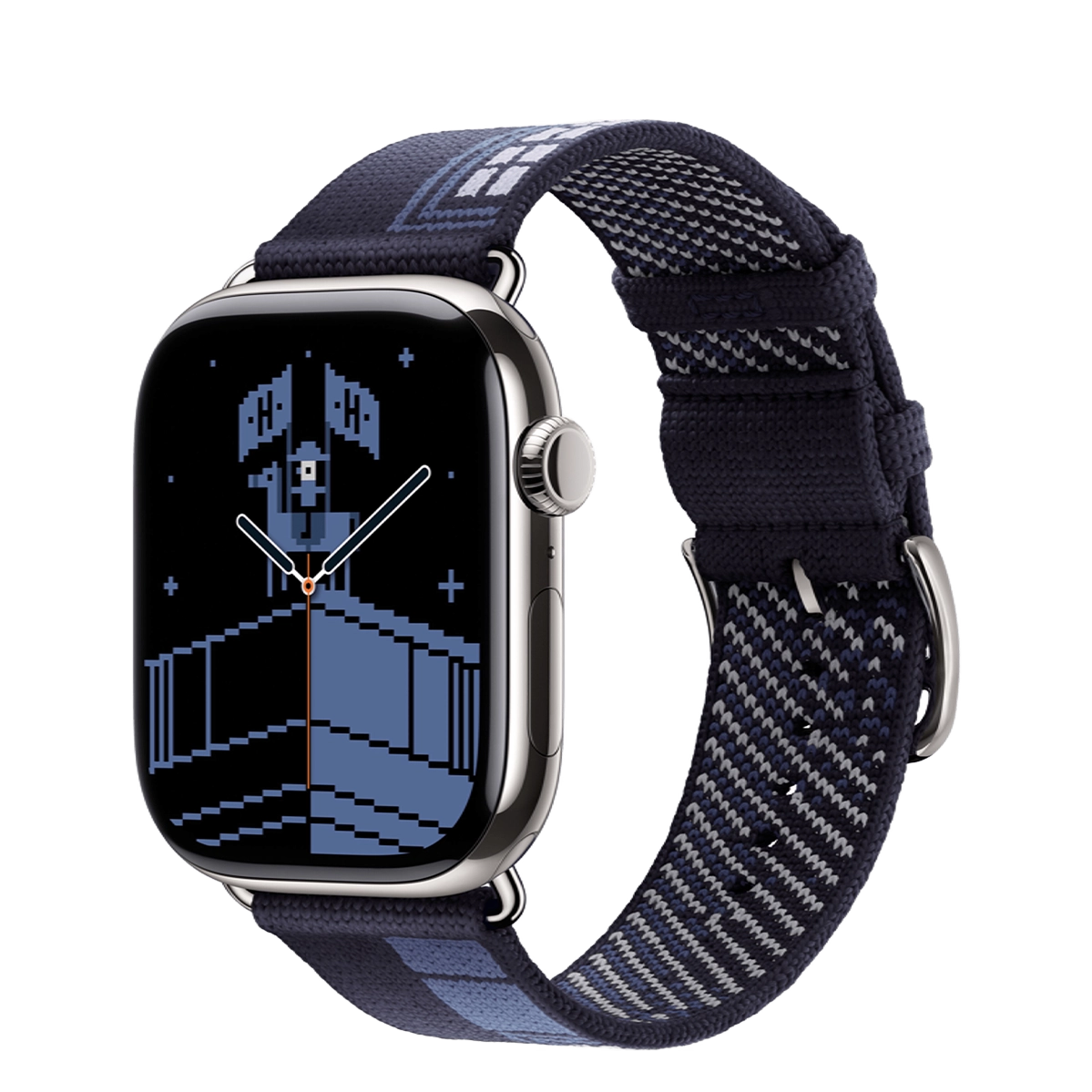 Apple Watch Hermès Series 11 GPS + Cellular 46mm Silver Titanium Case with Bleu Nuit Faubourg Party (MGKY4+MGHD4)