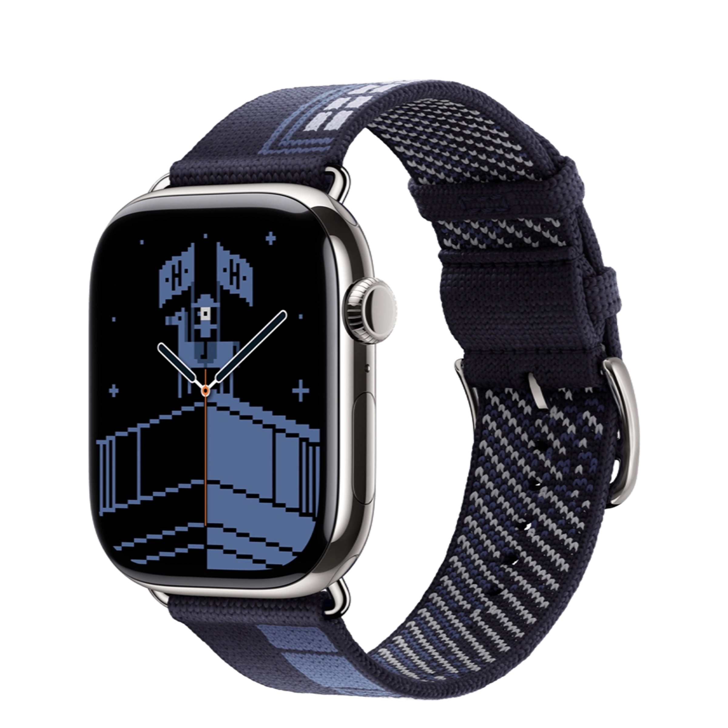 Apple Watch Hermès Series 11 GPS + Cellular 46mm Silver Titanium Case with Bleu Nuit Faubourg Party (MGKY4+MGHD4)