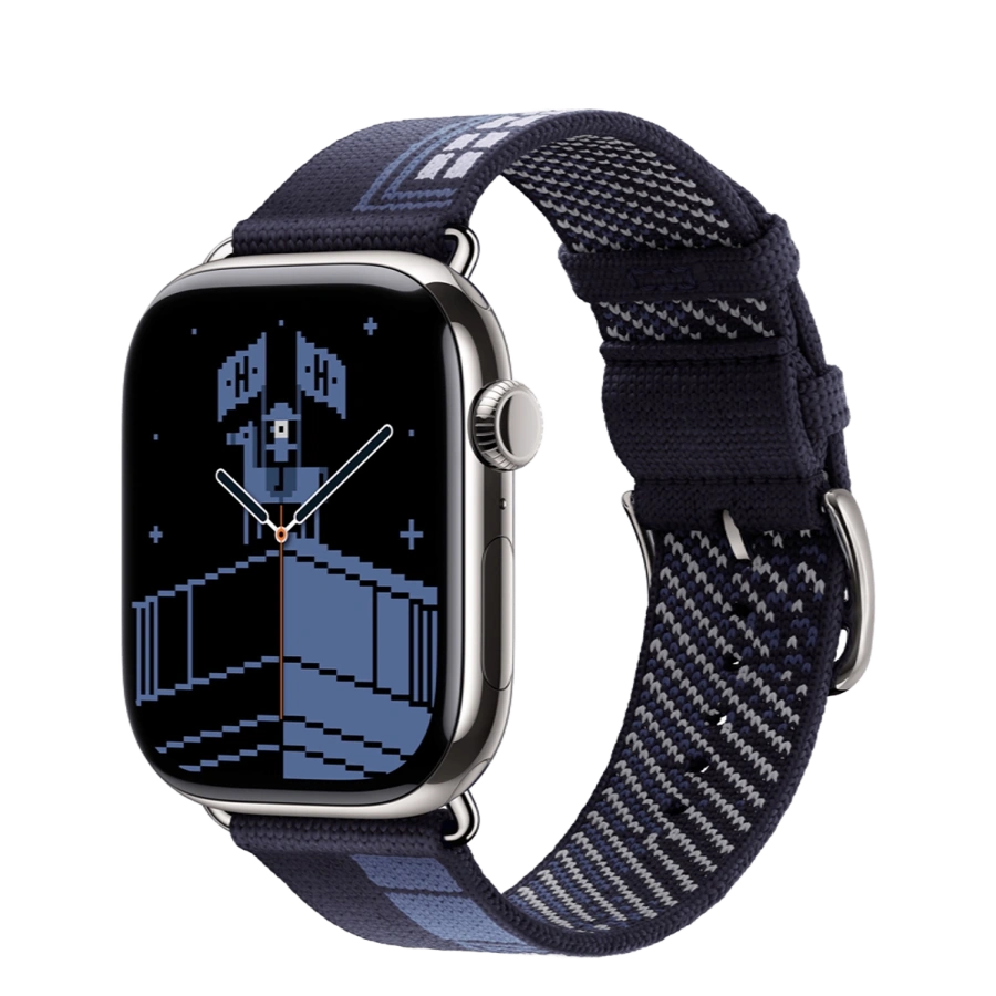 Apple Watch Hermès Series 11 GPS + Cellular 46mm Silver Titanium Case with Bleu Nuit Faubourg Party (MGKY4+MGHD4)