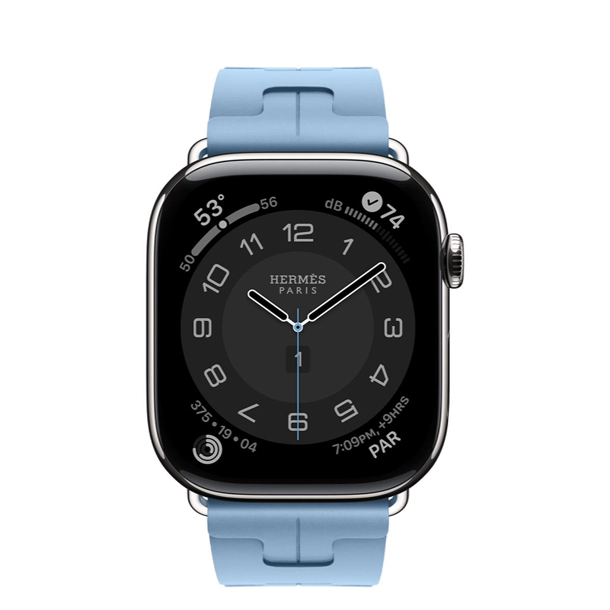 Apple Watch Hermès Series 11 GPS + Cellular 46mm Silver Titanium Case with Bleu Pastel Kilim Single Tour (MFC64+MGH04)