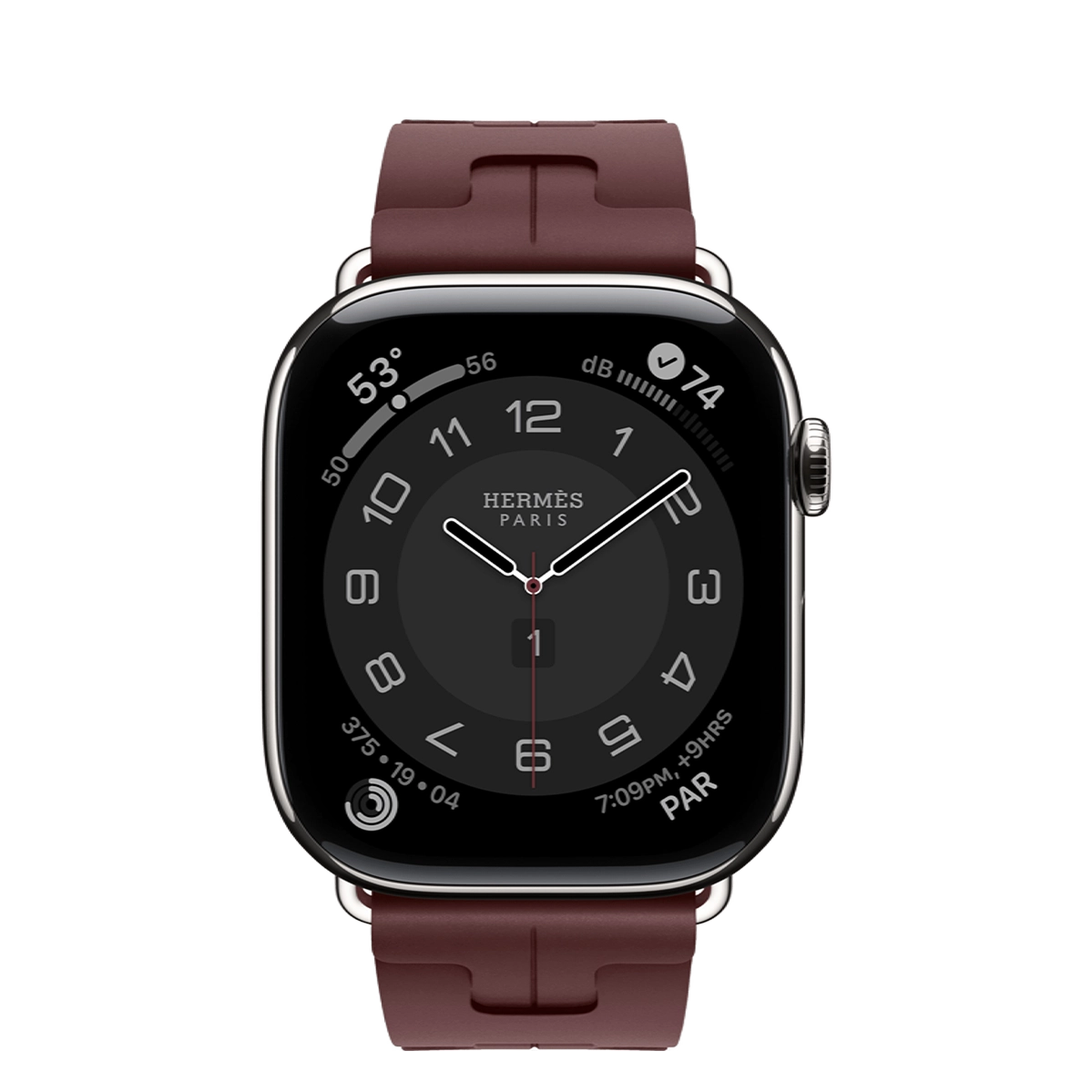Apple Watch Hermès Series 11 GPS + Cellular 46mm Silver Titanium Case with Bordeaux Kilim Single Tour (MFC64+MGH14)