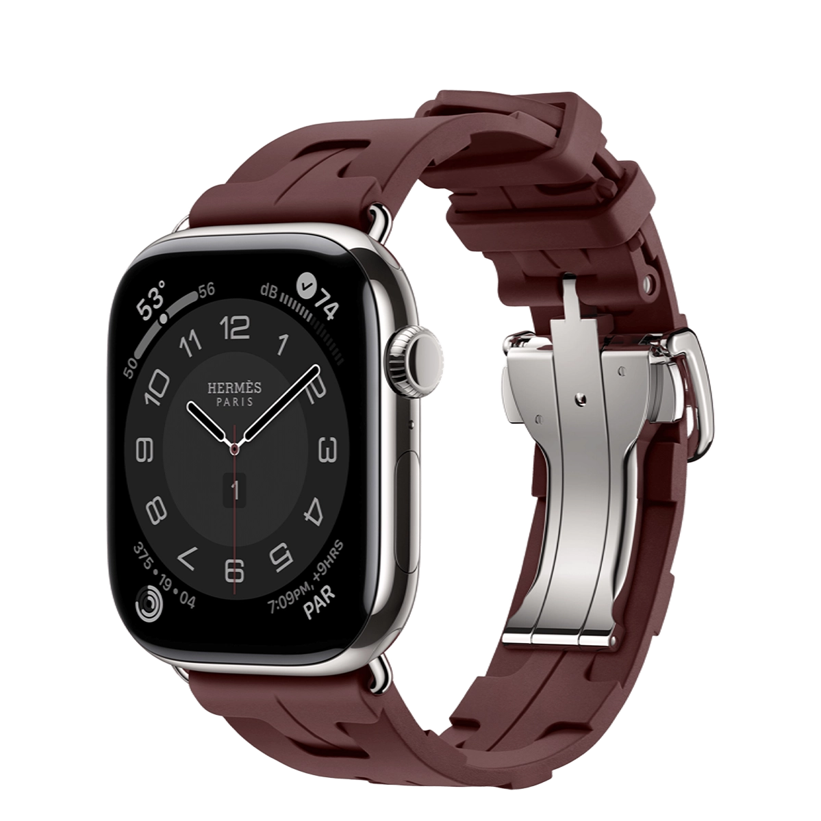 Apple Watch Hermès Series 11 GPS + Cellular 46mm Silver Titanium Case with Bordeaux Kilim Single Tour (MFC64+MGH14)