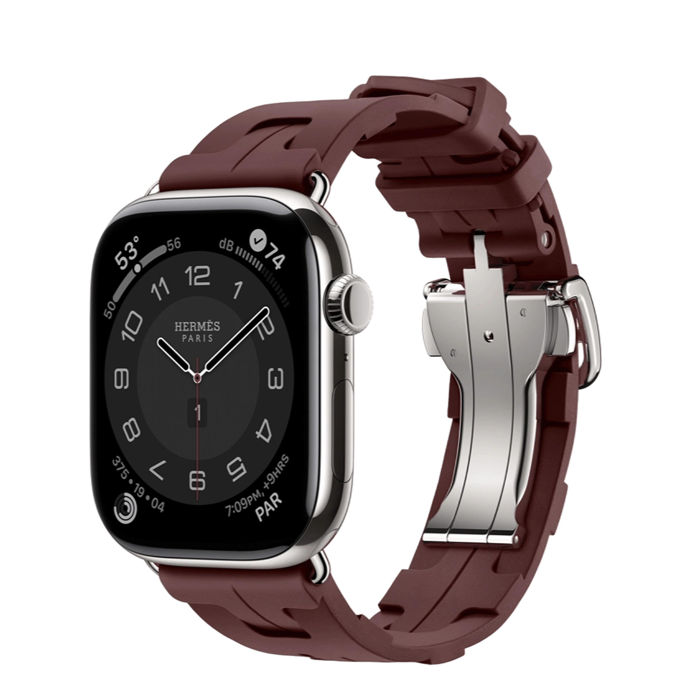 Apple Watch Hermès Series 11 GPS + Cellular 46mm Silver Titanium Case with Bordeaux Kilim Single Tour (MFC64+MGH14)