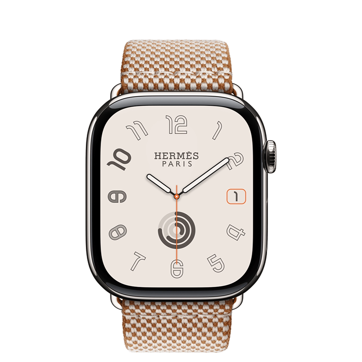 Apple Watch Hermès Series 11 GPS + Cellular 46mm Silver Titanium Case with Gold/Écru Toile H Single Tour (MFC64+MXJD3)