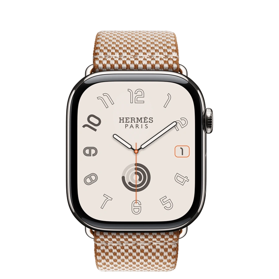 Apple Watch Hermès Series 11 GPS + Cellular 46mm Silver Titanium Case with Gold/Écru Toile H Single Tour (MFC64+MXJD3)