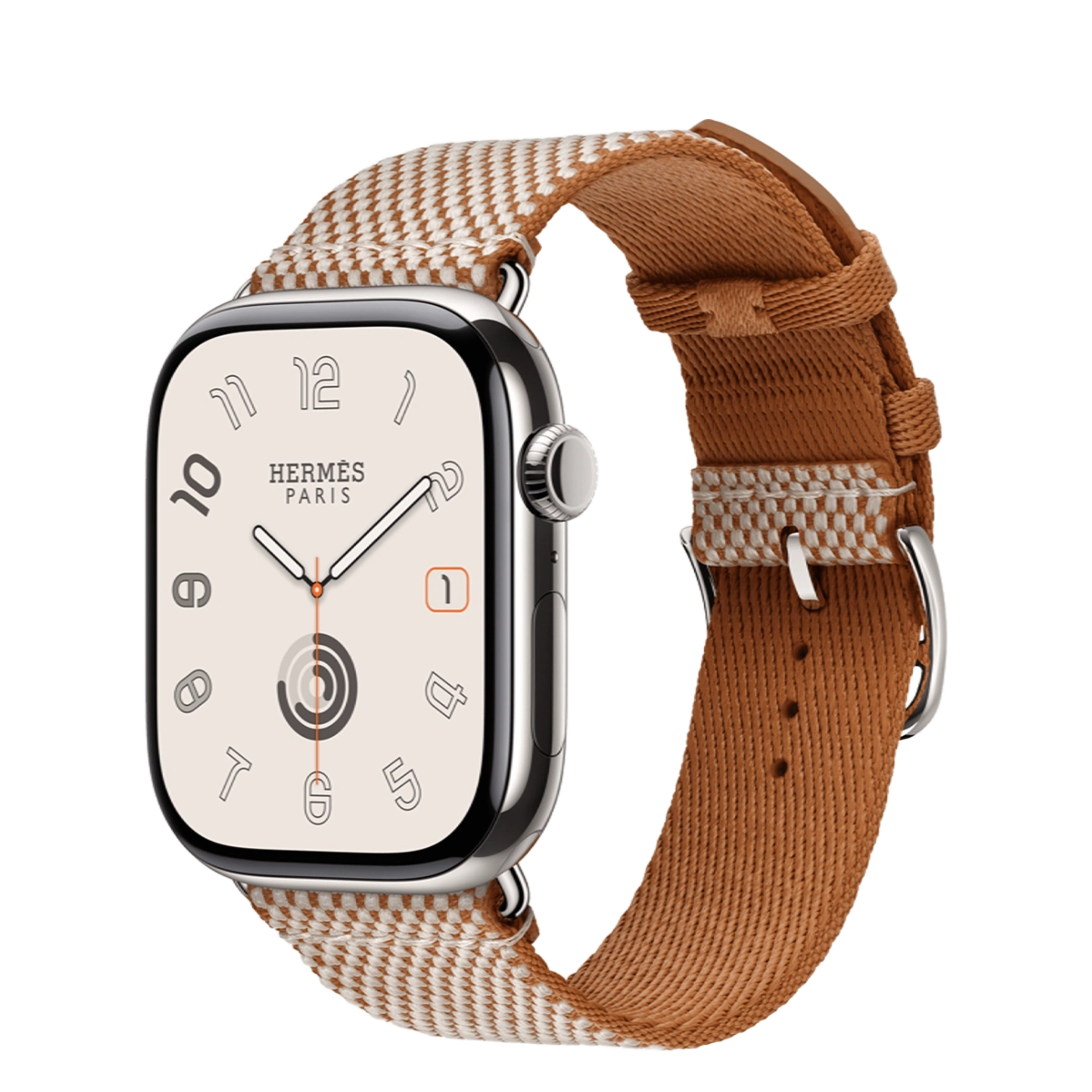 Apple Watch Hermès Series 11 GPS + Cellular 46mm Silver Titanium Case with Gold/Écru Toile H Single Tour (MFC64+MXJD3)