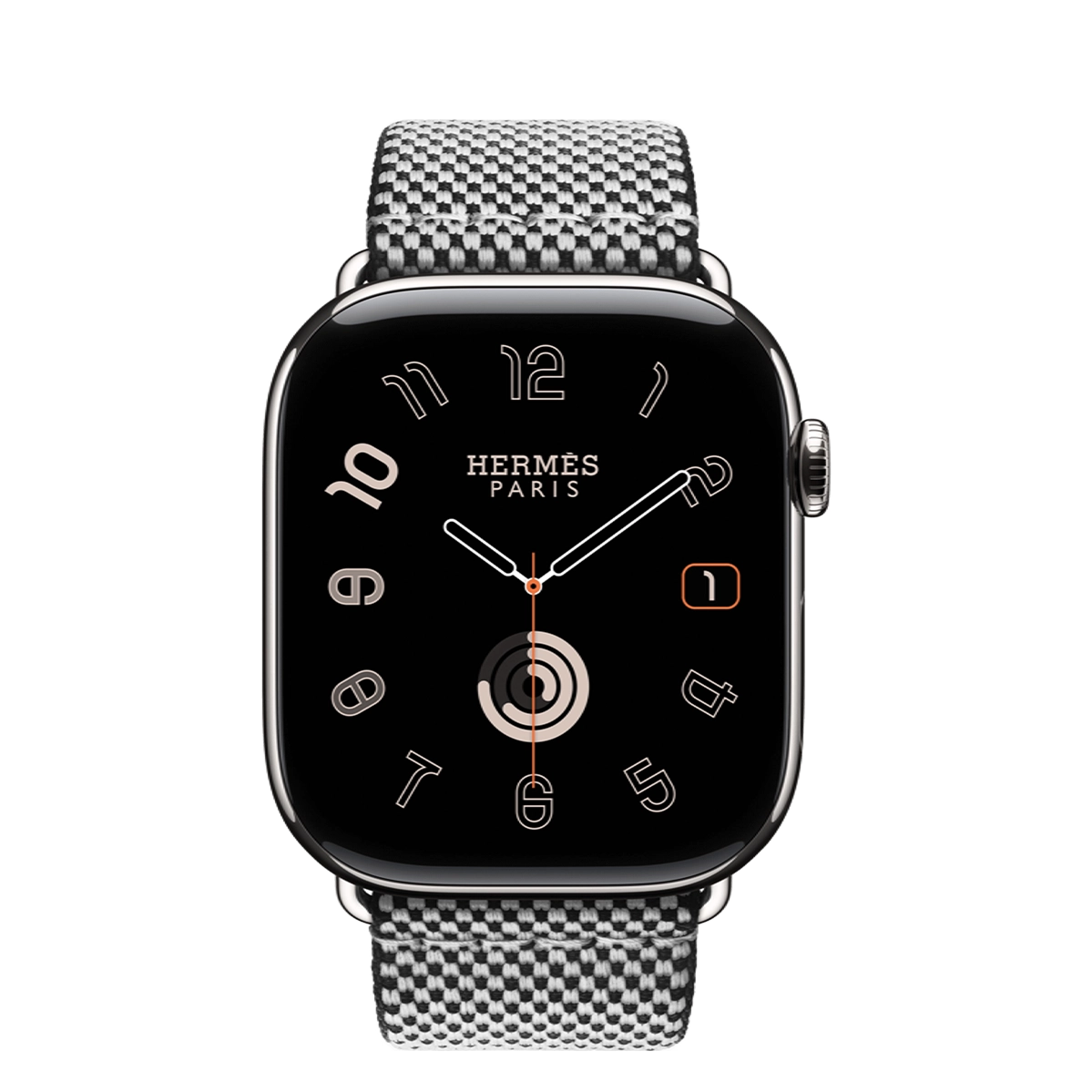 Apple Watch Hermès Series 11 GPS + Cellular 46mm Silver Titanium Case with Noir/Écru Toile H Single Tour (MFC64+MDFL4)