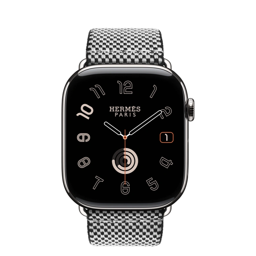 Apple Watch Hermès Series 11 GPS + Cellular 46mm Silver Titanium Case with Noir/Écru Toile H Single Tour (MFC64+MDFL4)