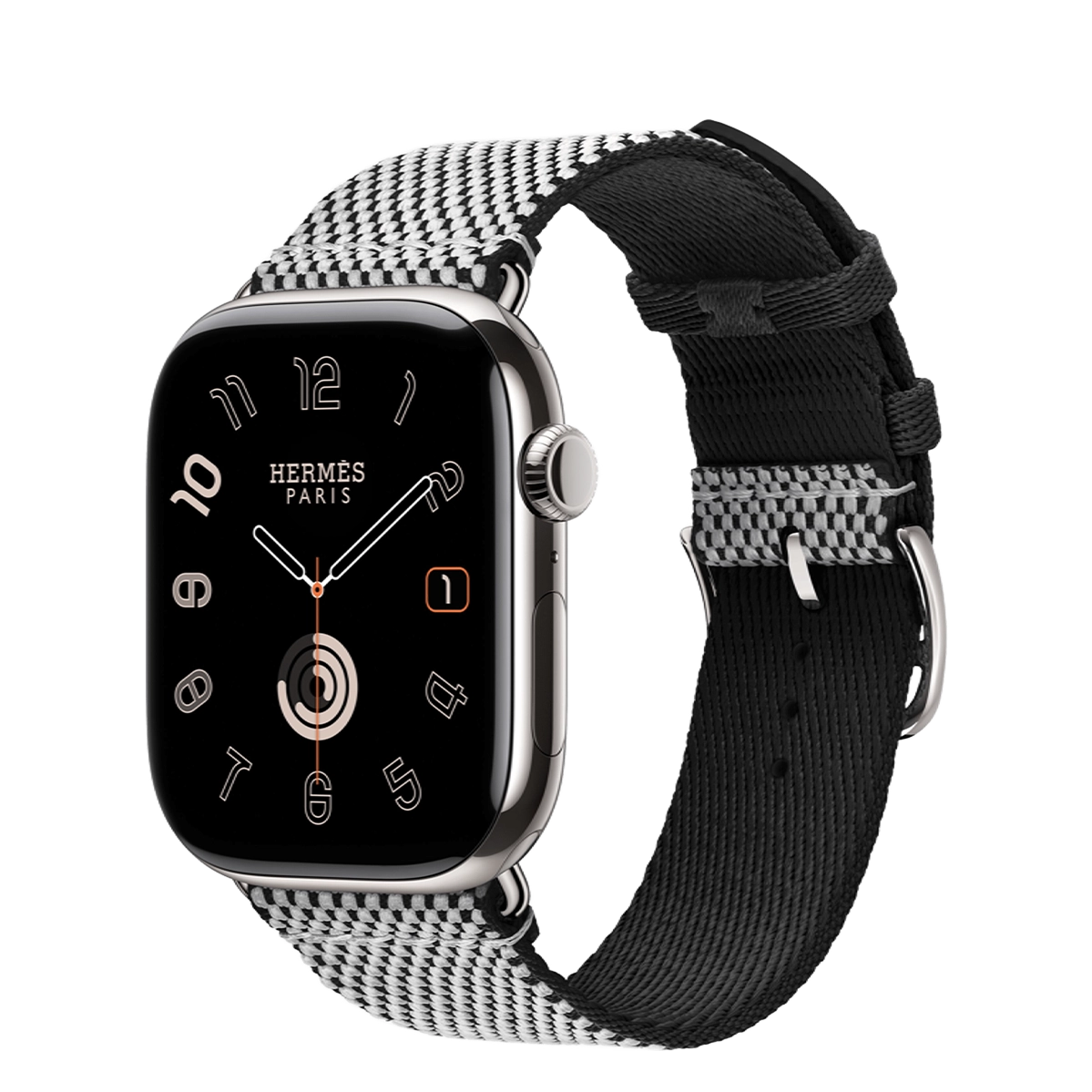 Apple Watch Hermès Series 11 GPS + Cellular 46mm Silver Titanium Case with Noir/Écru Toile H Single Tour (MFC64+MDFL4)
