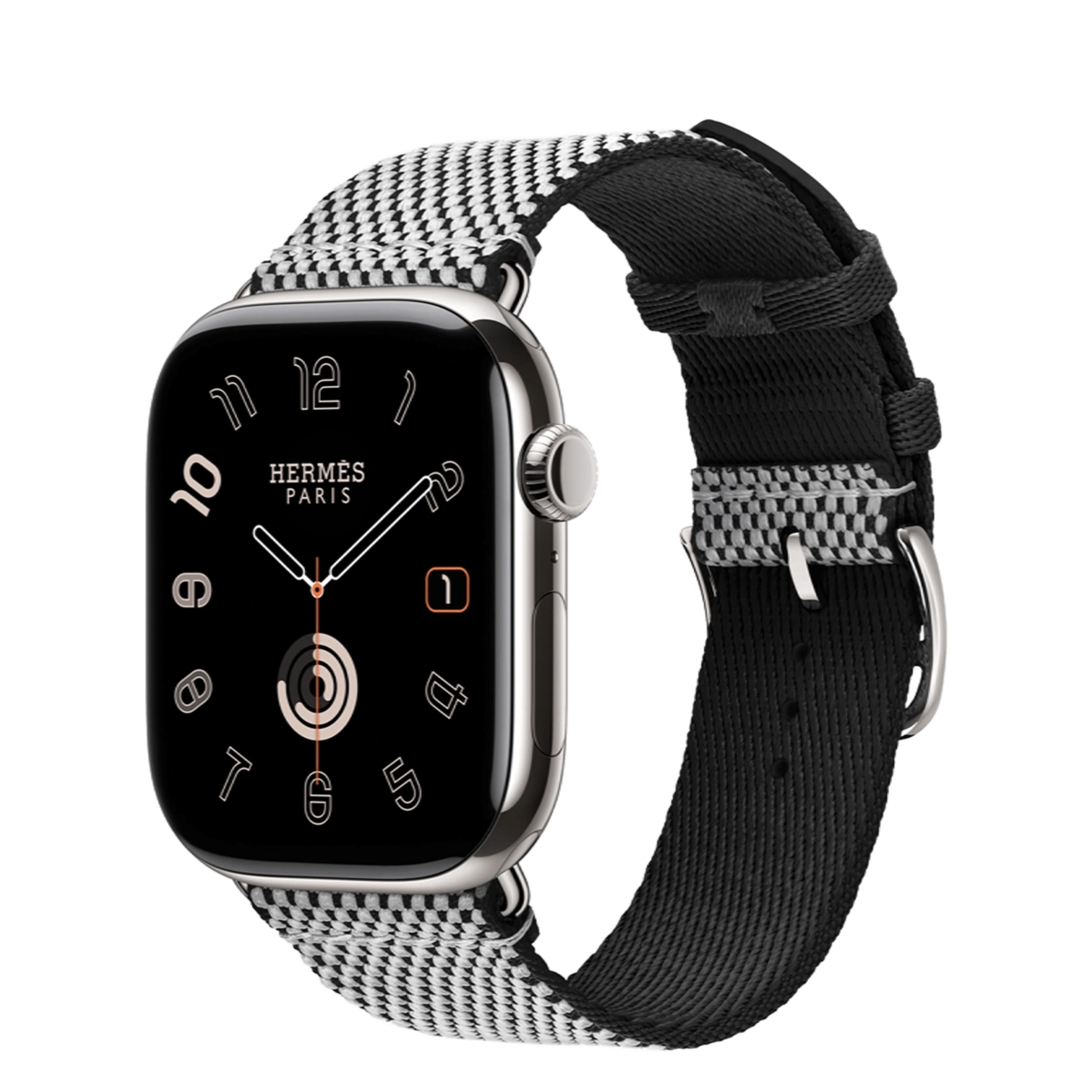 Apple Watch Hermès Series 11 GPS + Cellular 46mm Silver Titanium Case with Noir/Écru Toile H Single Tour (MFC64+MDFL4)