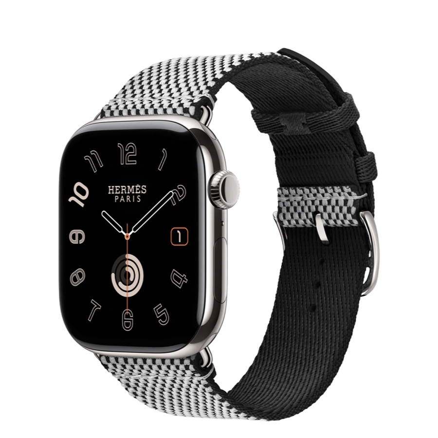 Apple Watch Hermès Series 11 GPS + Cellular 46mm Silver Titanium Case with Noir/Écru Toile H Single Tour (MFC64+MDFL4)