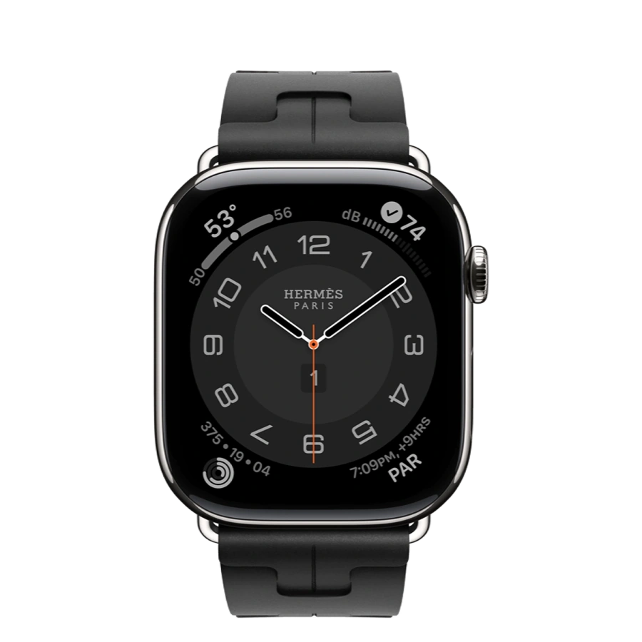 Apple Watch Hermès Series 11 GPS + Cellular 46mm Silver Titanium Case with Noir Kilim Single Tour (MFC64+MXJN3)