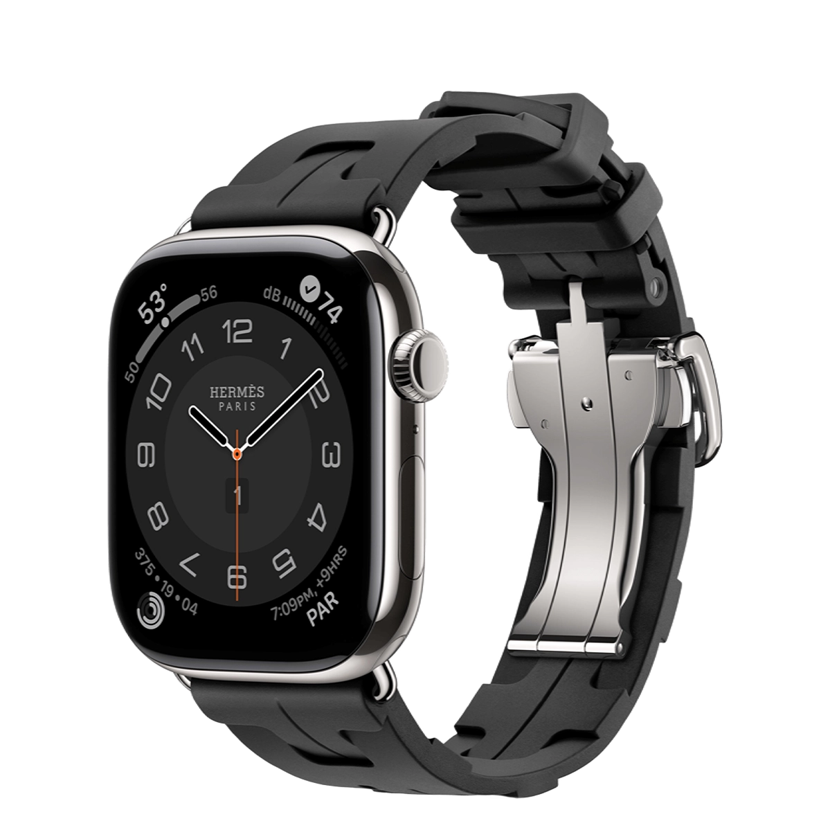 Apple Watch Hermès Series 11 GPS + Cellular 46mm Silver Titanium Case with Noir Kilim Single Tour (MFC64+MXJN3)