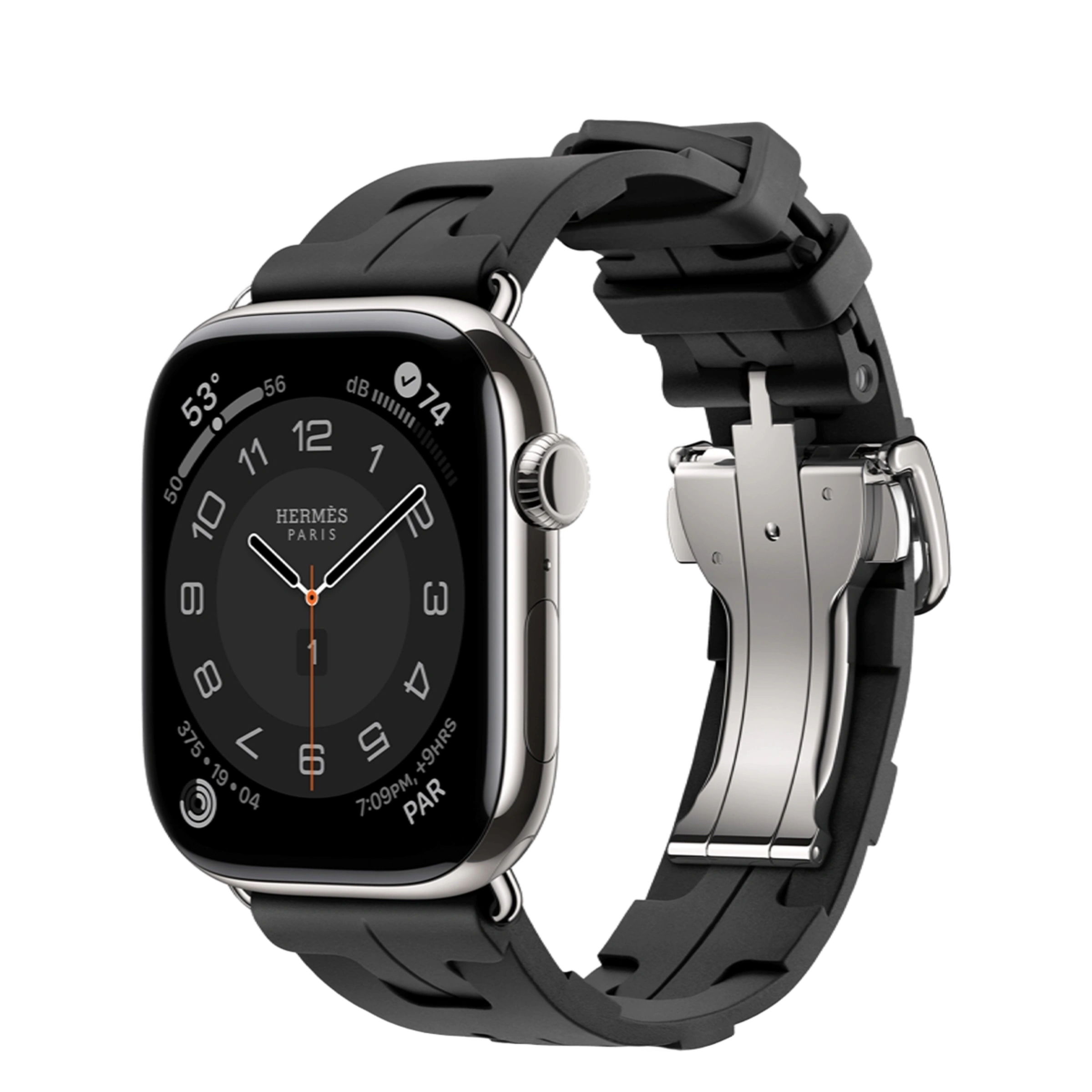 Apple Watch Hermès Series 11 GPS + Cellular 46mm Silver Titanium Case with Noir Kilim Single Tour (MFC64+MXJN3)