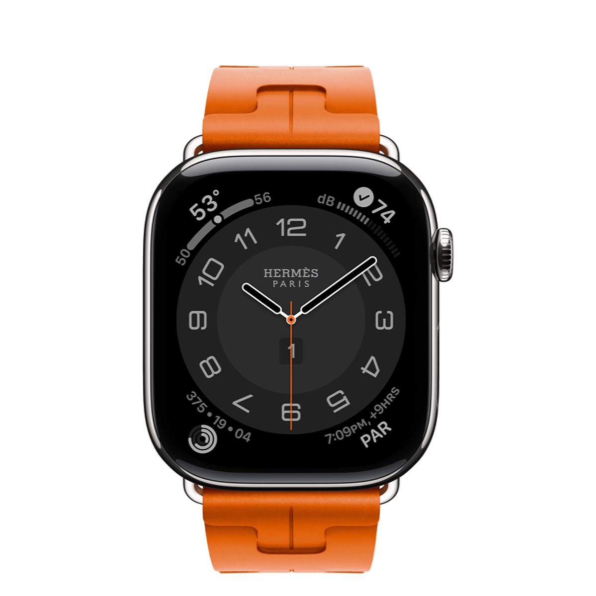 Apple Watch Hermès Series 11 GPS + Cellular 46mm Silver Titanium Case with Orange Kilim Single Tour (MFC64+MXJM3)