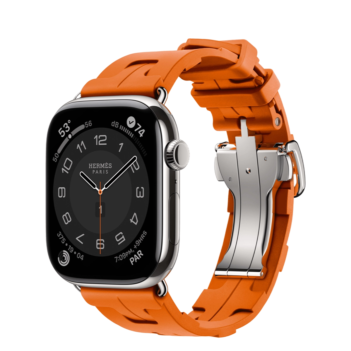 Apple Watch Hermès Series 11 GPS + Cellular 46mm Silver Titanium Case with Orange Kilim Single Tour (MFC64+MXJM3)