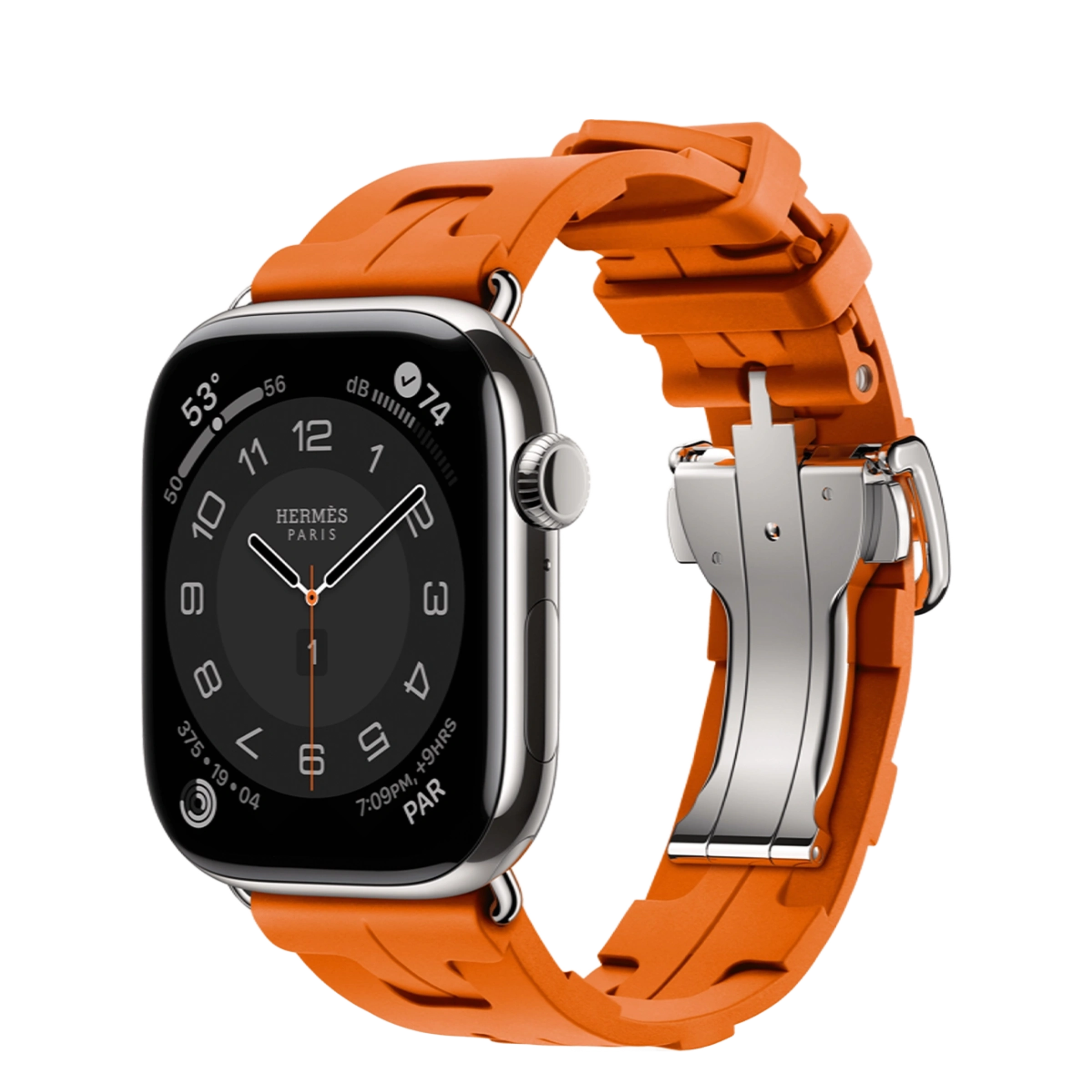 Apple Watch Hermès Series 11 GPS + Cellular 46mm Silver Titanium Case with Orange Kilim Single Tour (MFC64+MXJM3)