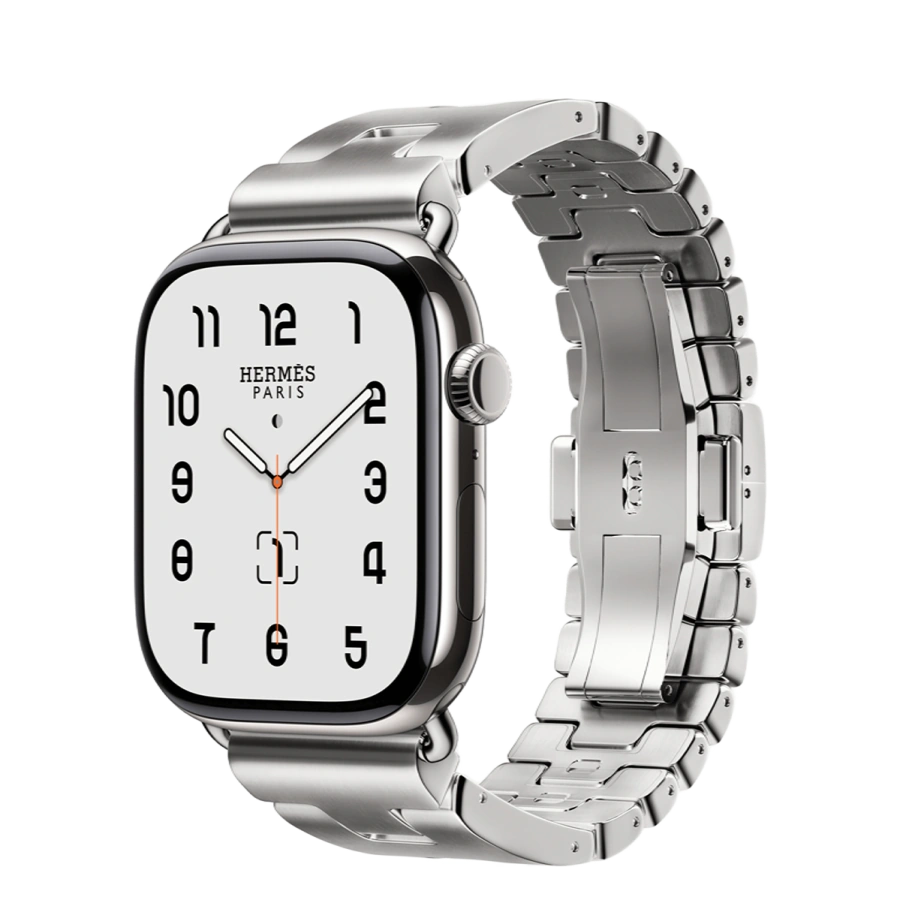Apple Watch Hermès Series 11 GPS + Cellular 46mm Silver Titanium Case with Satiné Grand H - Medium (MFC64+MXJX3)