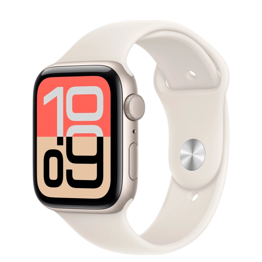 Apple Watch SE 3 GPS 44mm Starlight Aluminum Case with Starlight Sport Band - M/L (MEHJ4)