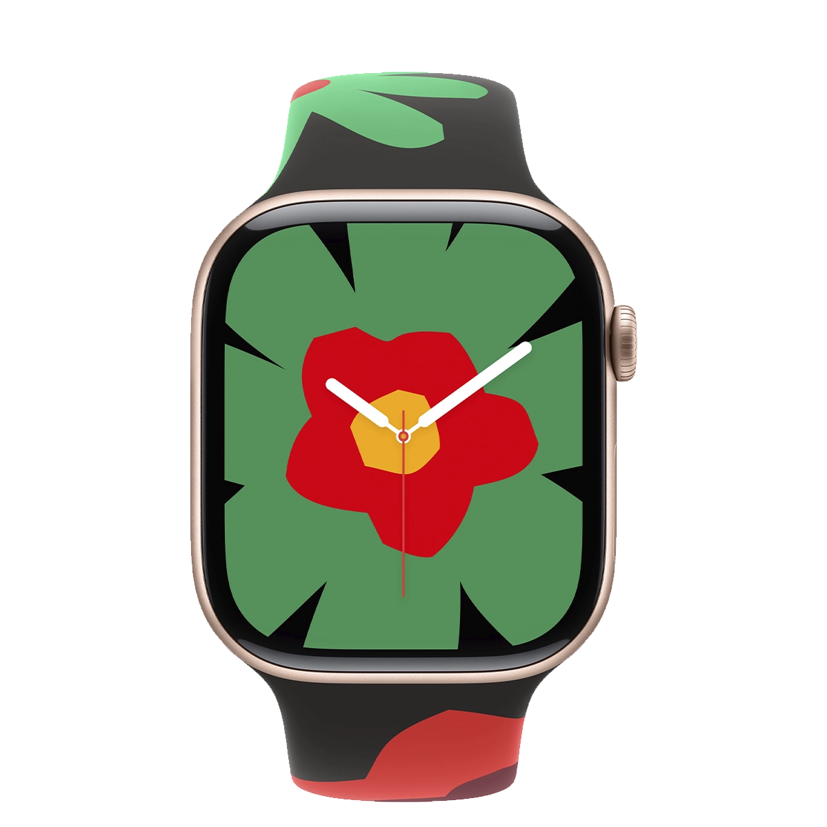 Apple Watch Series 10 GPS 46mm Rose Gold Aluminum Case with Black Unity Sport Band - Unity Bloom - M/L (MWX23+MYGX3)