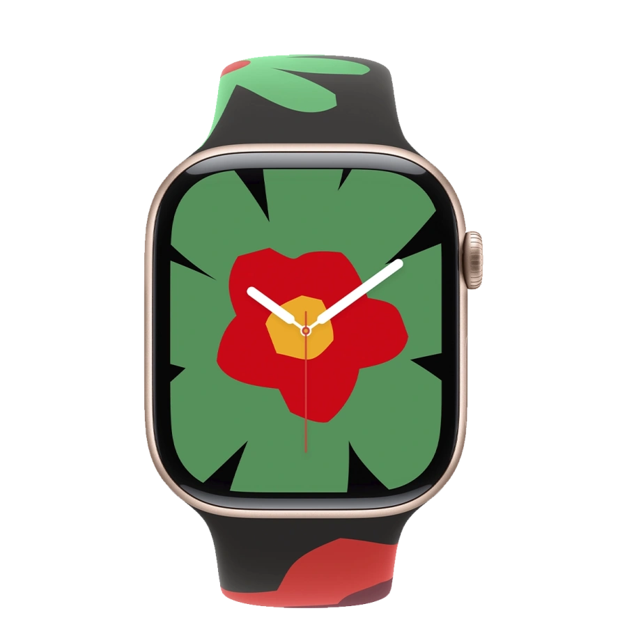 Apple Watch Series 10 GPS 46mm Rose Gold Aluminum Case with Black Unity Sport Band - Unity Bloom - M/L (MWX23+MYGX3)