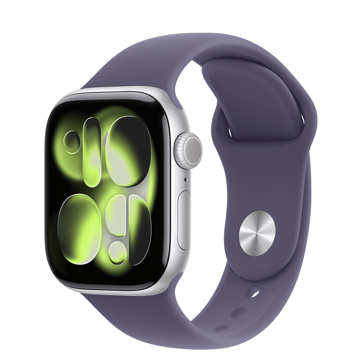 Apple Watch Series 11 GPS + Cellular 42mm Silver Aluminum Case with Purple Fog Sport Band - S/M (MF8H4)