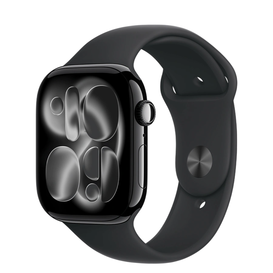 Apple Watch Series 11 GPS 46mm Jet Black Aluminum Case with Black Sport Band - S/M (MEUW4)