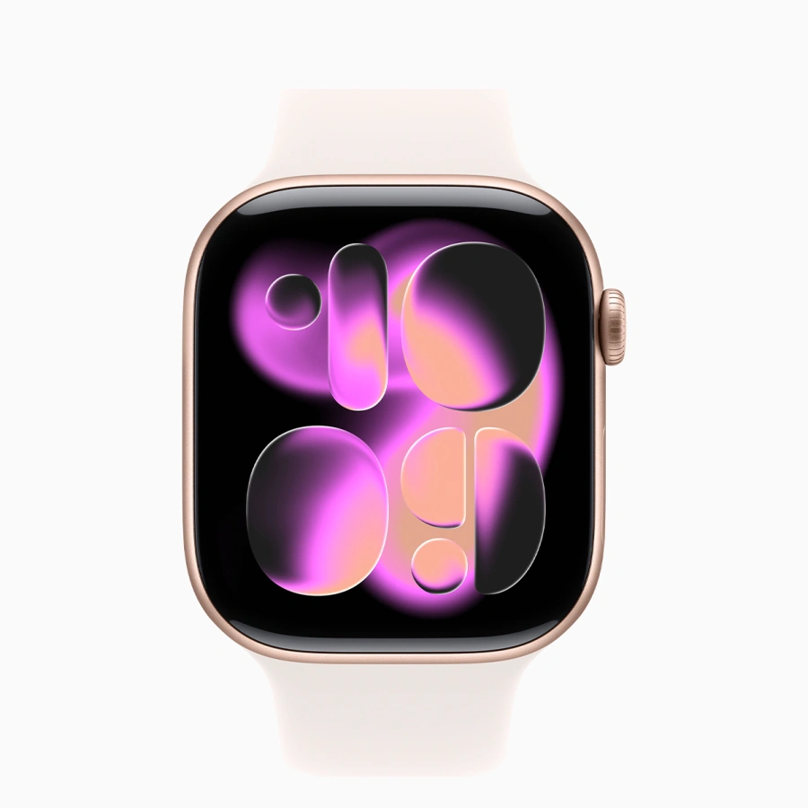 Apple Watch Series 11 GPS 46mm Rose Gold Aluminum Case with Light Blush Sport Band - S/M (MEV64)