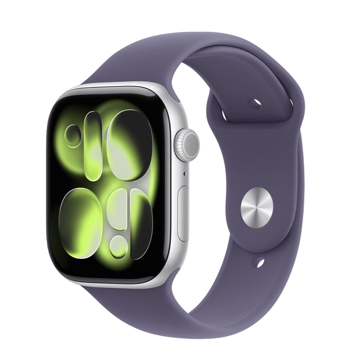 Apple Watch Series 11 GPS 46mm Silver Aluminum Case with Purple Fog Sport Band - M/L (MEVA4)
