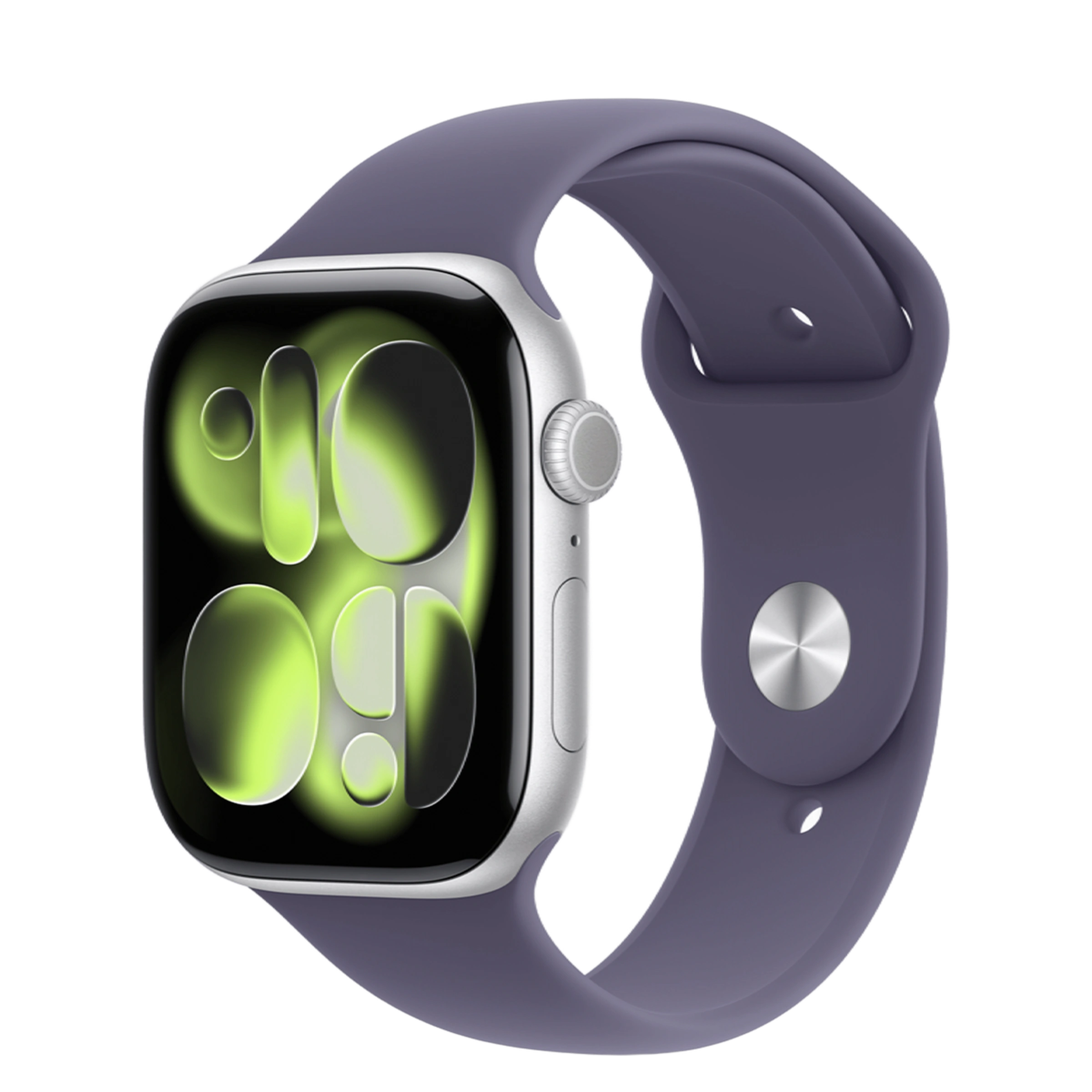 Apple Watch Series 11 GPS 46mm Silver Aluminum Case with Purple Fog Sport Band - S/M (MEV94)