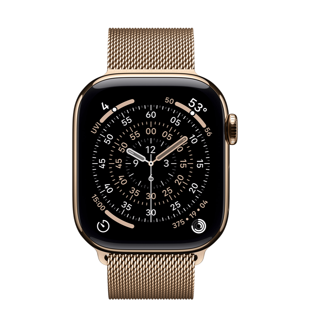 Apple Watch Series 11 GPS + Cellular 42mm Gold Titanium Case with Gold Milanese Loop (MF8Y4)