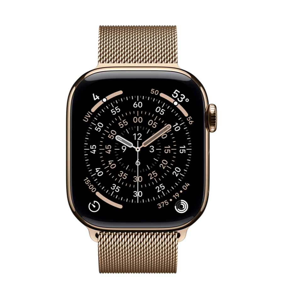 Apple Watch Series 11 GPS + Cellular 42mm Gold Titanium Case with Gold Milanese Loop (MF8Y4)