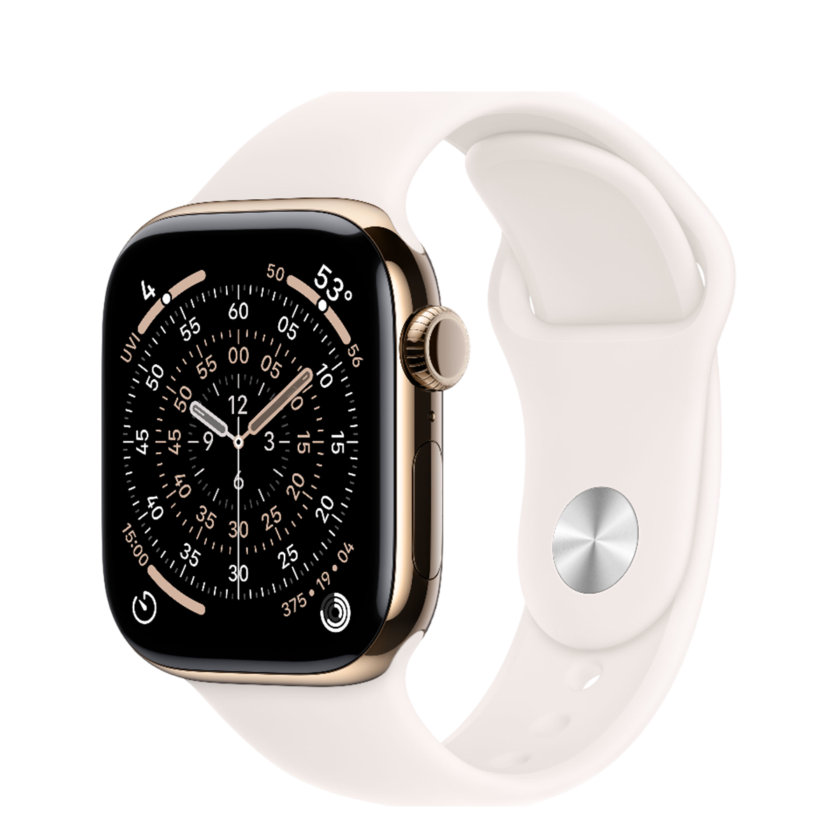 Apple Watch Series 11 GPS + Cellular 46mm Gold Titanium Case with Light Blush Sport Band - M/L (MFD64)