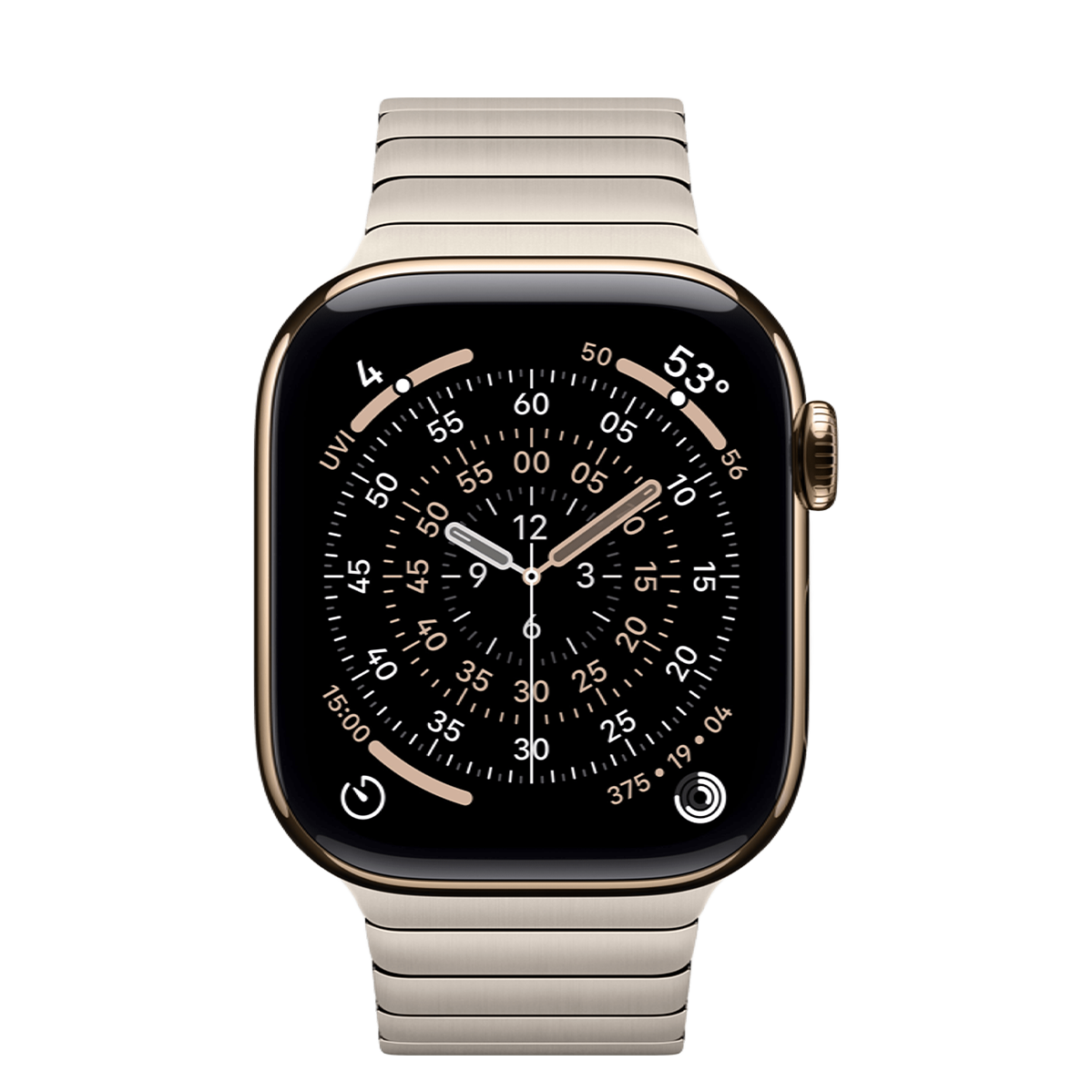 Apple Watch Series 11 GPS + Cellular 42mm Gold Titanium Case with Natural Link Bracelet (MF9M4+MXMA3)