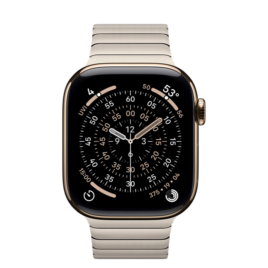 Apple Watch Series 11 GPS + Cellular 42mm Gold Titanium Case with Natural Link Bracelet (MF9M4+MXMA3)