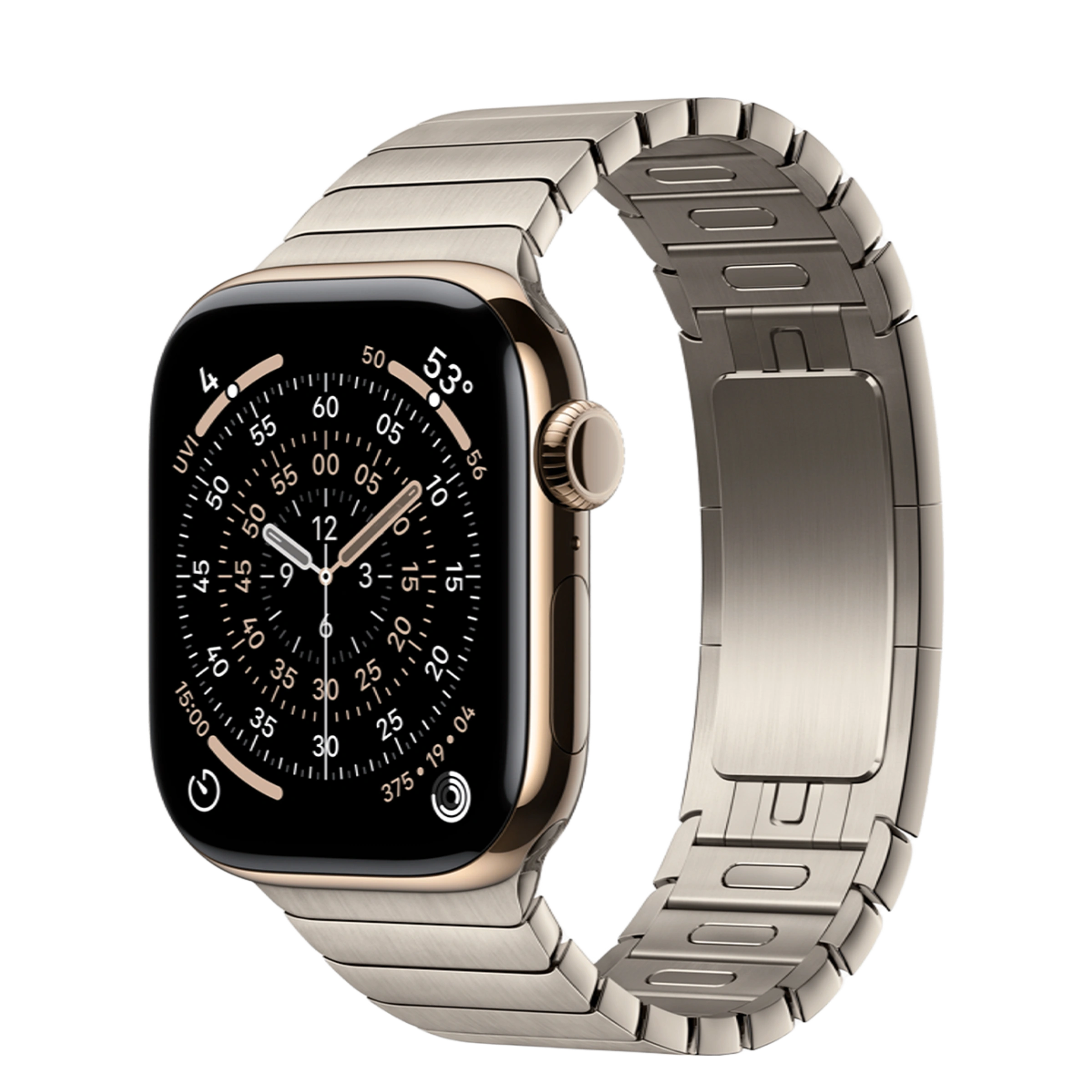 Apple Watch Series 11 GPS + Cellular 42mm Gold Titanium Case with Natural Link Bracelet (MF9M4+MXMA3)