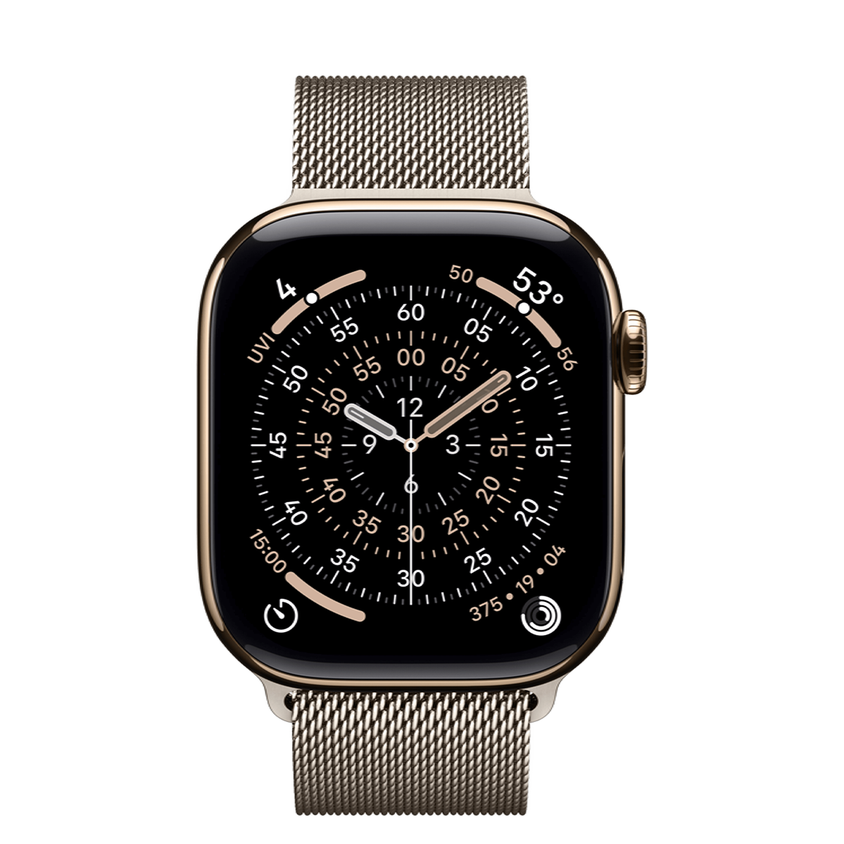 Apple Watch Series 11 GPS + Cellular 42mm Gold Titanium Case with Natural Milanese Loop (MF9M4+MGHY4)