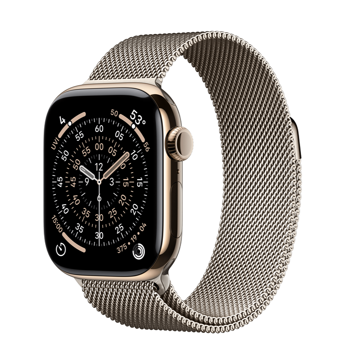 Apple Watch Series 11 GPS + Cellular 42mm Gold Titanium Case with Natural Milanese Loop (MF9M4+MGHY4)