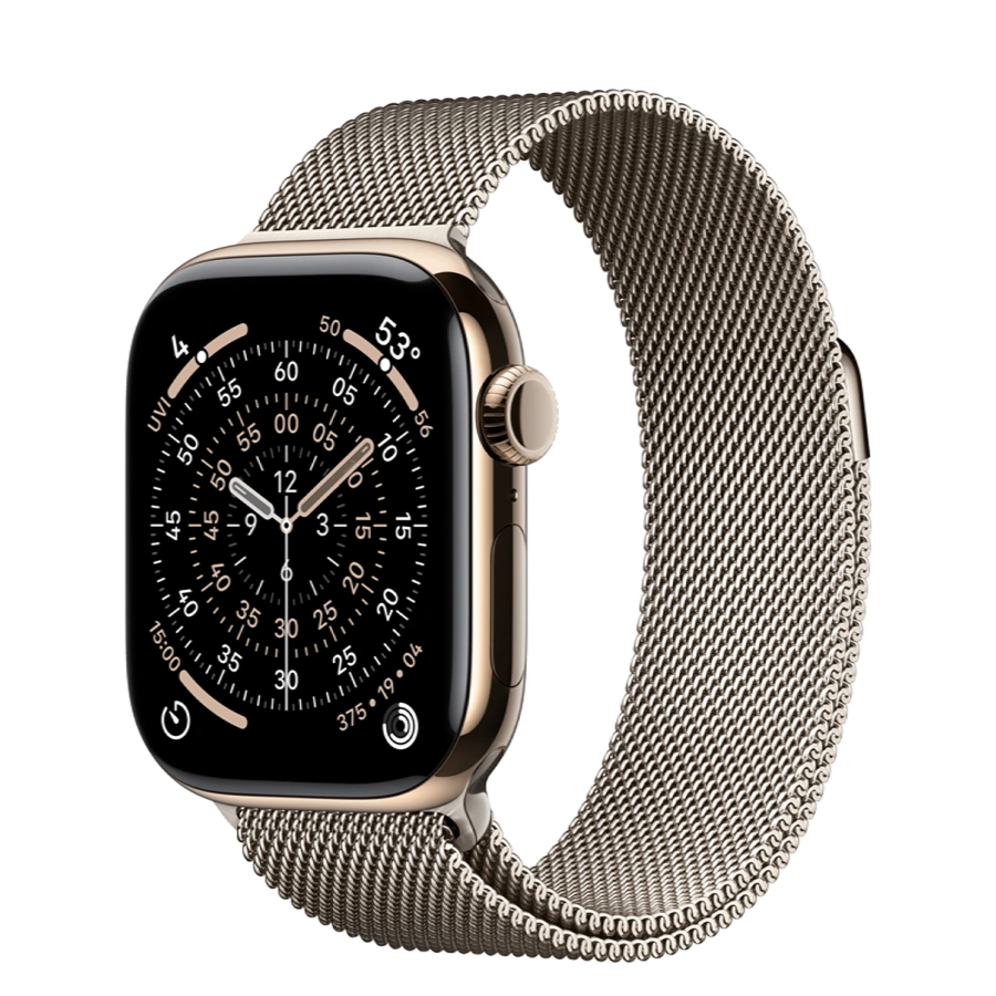 Apple Watch Series 11 GPS + Cellular 42mm Gold Titanium Case with Natural Milanese Loop (MF9M4+MGHY4)