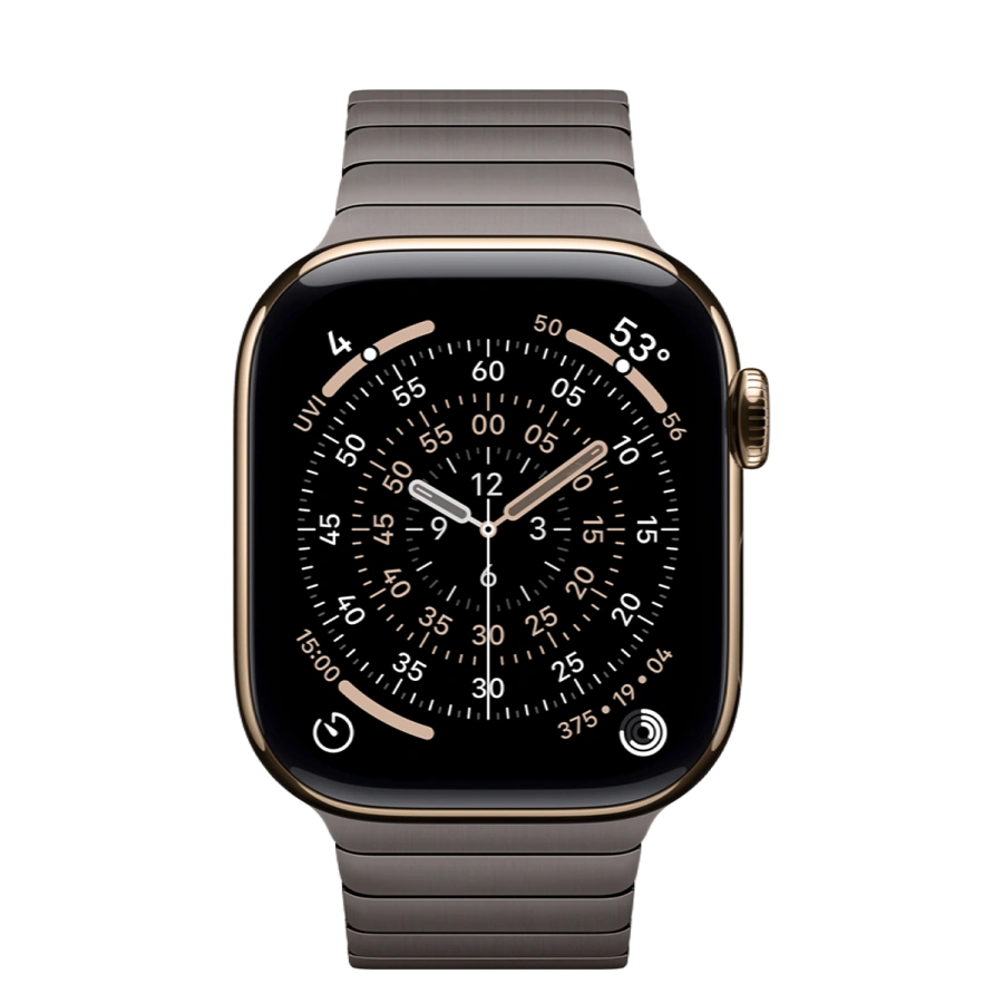 Apple Watch Series 11 GPS + Cellular 42mm Gold Titanium Case with Slate Link Bracelet (MF9M4+MXMD3)