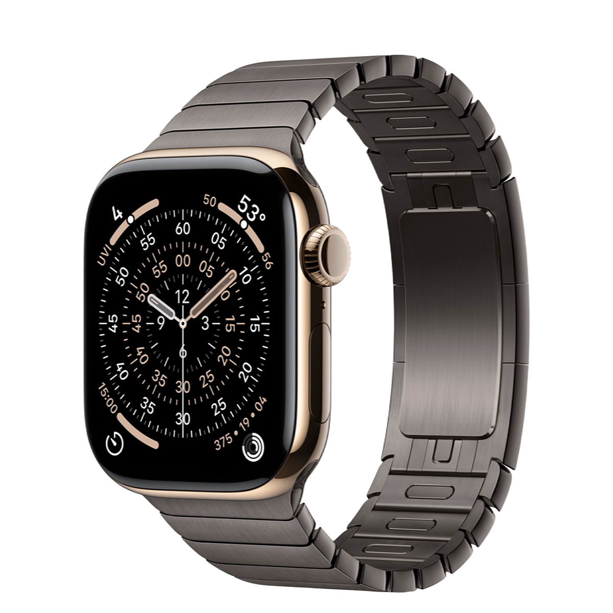 Apple Watch Series 11 GPS + Cellular 42mm Gold Titanium Case with Slate Link Bracelet (MF9M4+MXMD3)