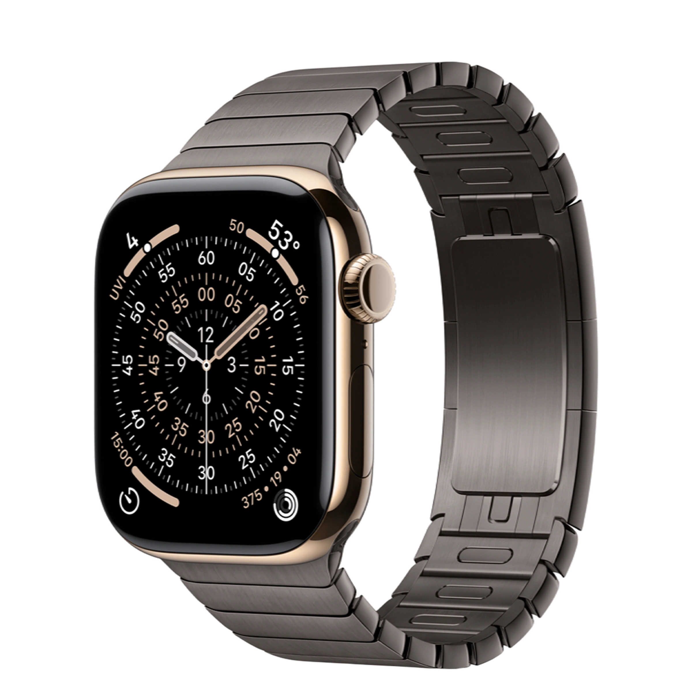 Apple Watch Series 11 GPS + Cellular 42mm Gold Titanium Case with Slate Link Bracelet (MF9M4+MXMD3)